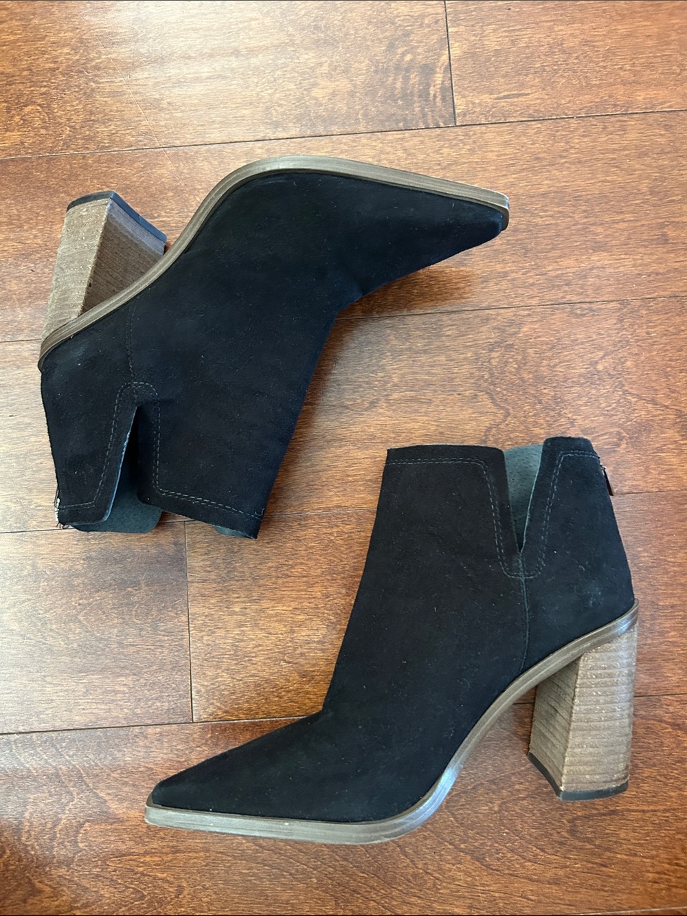 Vince Camuto Welland Black Suede Leather Western Bootie, 9.5